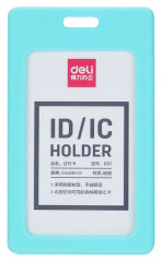 Бейдж для пропуска Deli 8317 l-blue 54х89мм вертикальный без крепления силикон голубой