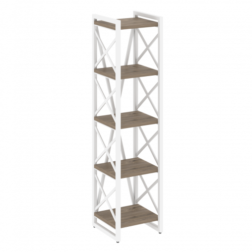 Loft Стеллаж на регулируемых опорах-5 полок VR.L-MST.O-5.4 Тиквуд тёмный/Белый металл 400*400*1650