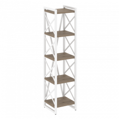 Loft Стеллаж на регулируемых опорах-5 полок VR.L-MST.O-5.4 Тиквуд тёмный/Белый металл 400*400*1650