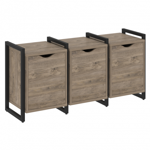 Loft Тумба на регулируемых опорах наборная. Вариант №5 VR.L-TN-5.O Тиквуд тёмный/Чёрный металл 1440*460*719