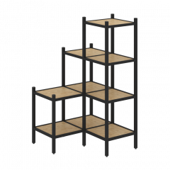 Loft Угловой внутренний стеллаж наборный VR.L-36 Тиквуд светлый/Чёрный металл 862*862*1458