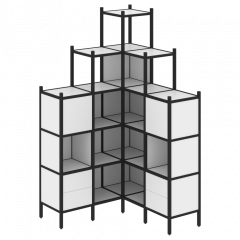 Loft Угловой внутренний стеллаж наборный VR.L-45 Белый бриллиант/Чёрный металл 1278*1278*2280