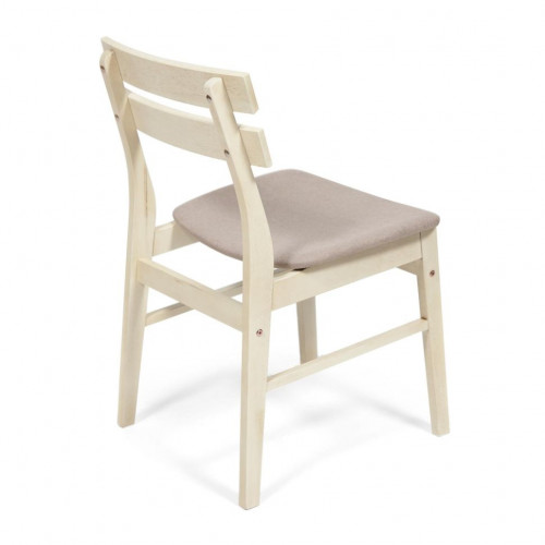 CT 8805 Стул Fes с мягким сиденьем, дерево гевея, 53,5*47,5*76,5см, античный белый, ткань бежевая (FG22616-16)