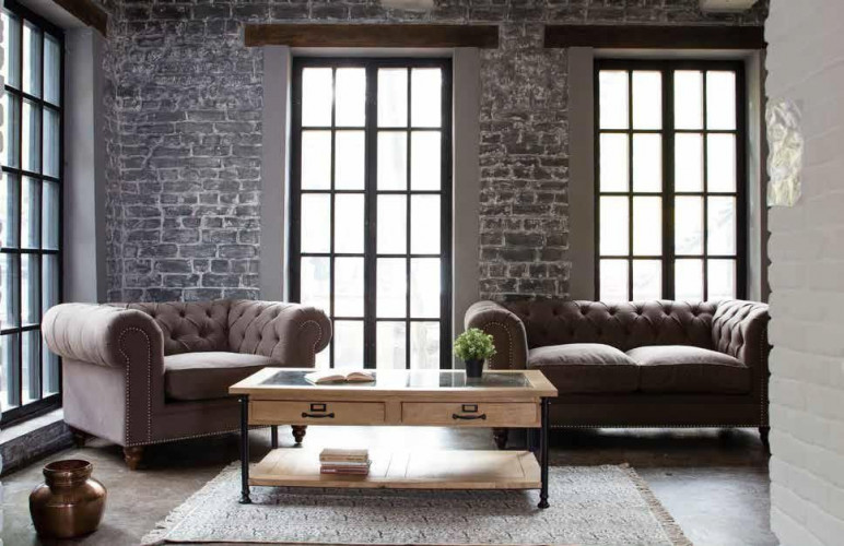 Диван-трансформер Secret De Maison Chesterfield (mod. 5137-40B), дерево береза, ткань: хлопок, 183х99х77см, серый / AJ808-12