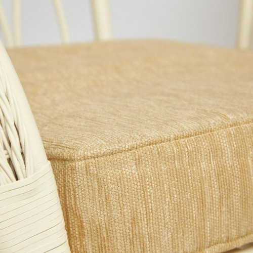 КОМПЛЕКТ для отдыха "MICHELLE" ( стол со стеклом+ диван + 2 кресла + подушки), TCH White (белый), Ткань рубчик, цвет кремовый