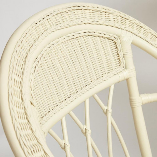 КОМПЛЕКТ для отдыха "MICHELLE" ( стол со стеклом+ диван + 2 кресла + подушки), TCH White (белый), Ткань рубчик, цвет кремовый