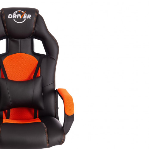 Кресло DRIVER (22), кож/зам/ткань, черный/оранжевый, 36-6/TW-07