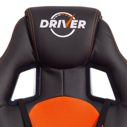 Кресло DRIVER (22), кож/зам/ткань, черный/оранжевый, 36-6/TW-07