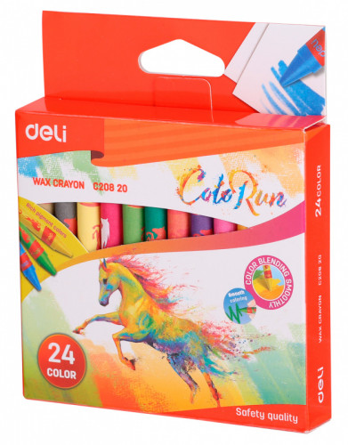 Восковые мелки Deli EC20820 Colorun 24цв. картон.кор./европод.