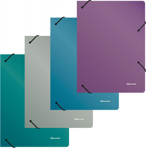 Папка архивная на резинке Silwerhof Perlen 311917-74 полипропилен 0.8мм корешок 55мм A4 синий металлик