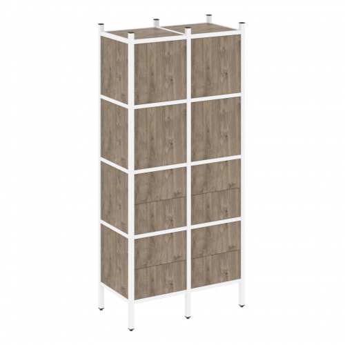 Loft Прямой стеллаж наборный VR.L-04 Тиквуд тёмный/Белый металл 862*446*1869