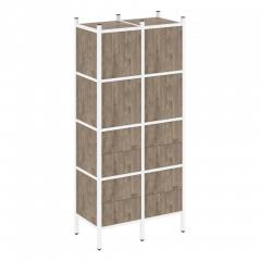 Loft Прямой стеллаж наборный VR.L-04 Тиквуд тёмный/Белый металл 862*446*1869