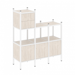 Loft Прямой стеллаж наборный VR.L-13 Денвер светлый/Белый металл 1278*446*1458