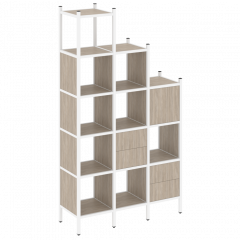 Loft Прямой стеллаж наборный VR.L-21 Дуб аттик/Белый металл 1278*446*2280