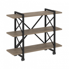 Loft Стеллаж на колесных опорах-3 полки VR.L-MST.K-3.8V Тиквуд тёмный/Чёрный металл 1200*400*968