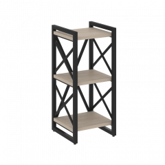 Loft Стеллаж на регулируемых опорах-3 полки VR.L-MST.O-3.4 Дуб аттик/Чёрный металл 400*400*910
