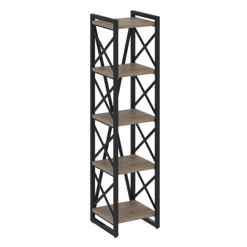 Loft Стеллаж на регулируемых опорах-5 полок VR.L-MST.O-5.4 Тиквуд тёмный/Чёрный металл 400*400*1650