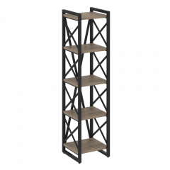 Loft Стеллаж на регулируемых опорах-5 полок VR.L-MST.O-5.4 Тиквуд тёмный/Чёрный металл 400*400*1650