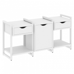 Loft Тумба на регулируемых опорах наборная. Вариант №6 VR.L-TN-6.O Белый бриллиант/Белый металл 1440*460*719