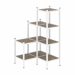 Loft Угловой внутренний стеллаж наборный VR.L-36 Тиквуд тёмный/Белый металл 862*862*1458