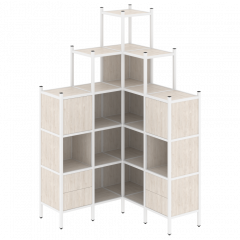 Loft Угловой внутренний стеллаж наборный VR.L-45 Денвер светлый/Белый металл 1278*1278*2280