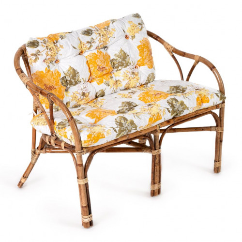 Комплект для отдыха RONDO ECO SKIN (стол круглый (со стеклом)+2 кресла + диван)) /с подушками/, Natural (натуральный)