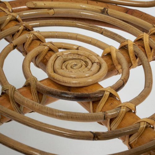 Комплект для отдыха RONDO ECO SKIN (стол круглый (со стеклом)+2 кресла + диван)) /с подушками/, Natural (натуральный)