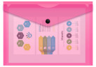 Конверт на кнопке Бюрократ Double Neon DNEPK804A5PINK A5 гориз. пластик 0.15мм розовый
