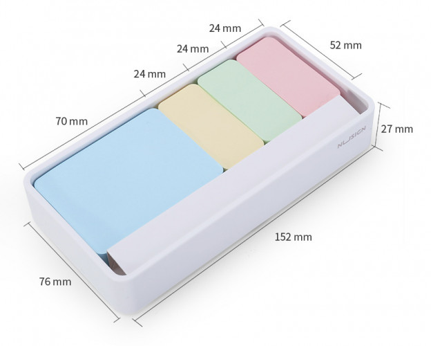 Подставка Deli NS116 Nusign для стикеров стикеры 70х52мм 1цв 150лист./стикеры 52х24мм 3цв 150лист. 152х76х27мм белый пластик