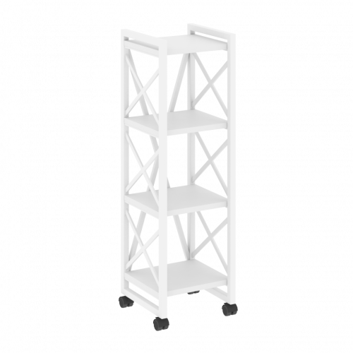Loft Стеллаж на колесных опорах-4 полки VR.L-MST.K-4.4 Белый бриллиант/Белый металл 400*400*1334