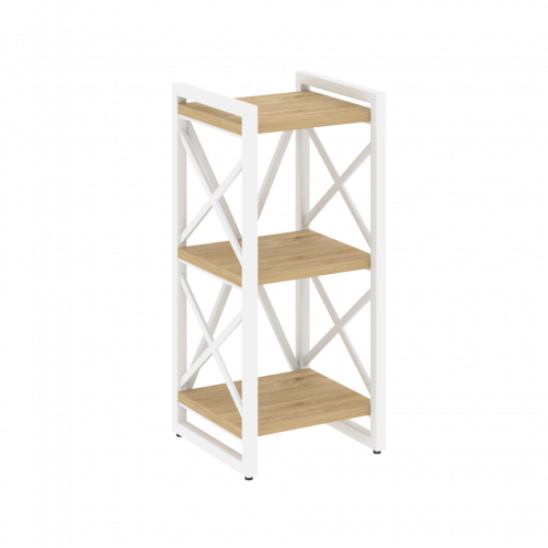 Loft Стеллаж на регулируемых опорах-3 полки VR.L-MST.O-3.4 Тиквуд светлый/Белый металл 400*400*910