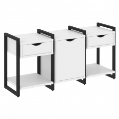 Loft Тумба на регулируемых опорах наборная. Вариант №6 VR.L-TN-6.O Белый бриллиант/Чёрный металл 1440*460*719