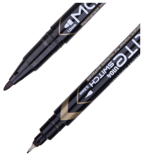 Маркер перманентный Deli EU10420 Mate двойной пиш. наконечник 0.5-1мм черный