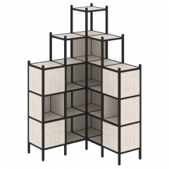 Loft Угловой внутренний стеллаж наборный VR.L-45 Денвер светлый/Чёрный металл 1278*1278*2280