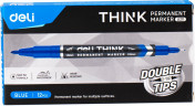 Маркер перманентный Deli EU211-BL двойной пиш. наконечник 0.5-1мм синий
