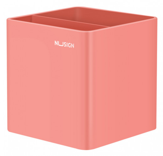 Подставка Deli ENS011PINK Nusign 2отд. для письменных принадлежностей 84х84х86мм розовый пластик