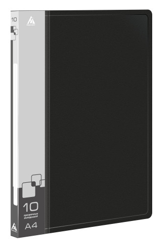 Папка с 10 прозр.вклад. Бюрократ -BPV10 A4 пластик 0.6мм торц.карм с бум. встав ассорти