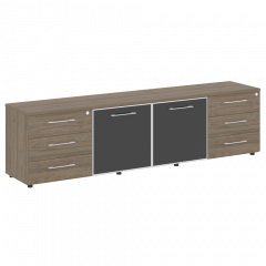 Yalta Тумба модульная LT.TS-4.2 black Вяз/Стекло black 2188*450*580