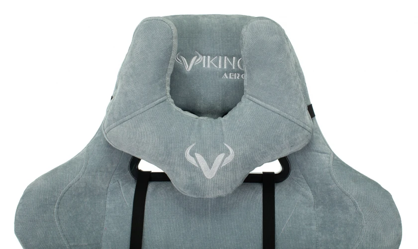 Кресло игровое Zombie VIKING KNIGHT Fabric серо-голубой Light-28 с подголов. крестов. металл