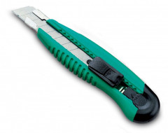 Нож канцелярский Kw-Trio 03713grn шир.лез.18мм усиленный 2 сменных лезвия металл зеленый блистер