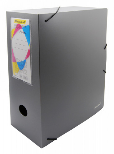 Папка архивная на резинке Silwerhof Perlen 311916-77 полипропилен 1мм корешок 120мм A4 серебристый металлик