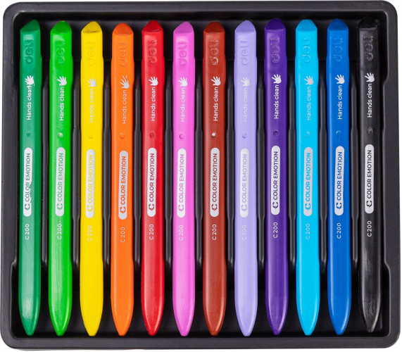 Восковые мелки Deli EC20000 Color Emotion трехгранные 12цв. картон.кор./европод.
