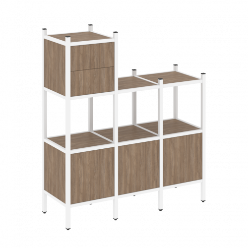 Loft Прямой стеллаж наборный VR.L-13 Дуб аризона/Белый металл 1278*446*1458