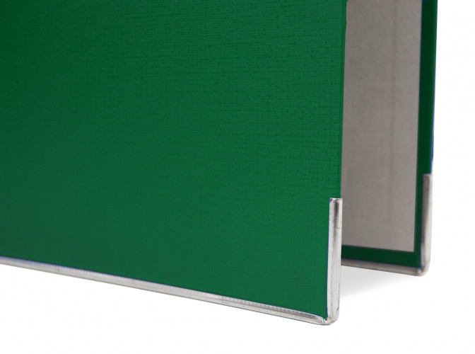 Папка-регистратор Silwerhof 355020-03 A4 50мм ПВХ/бумага зеленый мет.окант. сборная смен.карм. на кор.