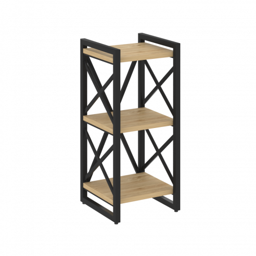 Loft Стеллаж на регулируемых опорах-3 полки VR.L-MST.O-3.4 Тиквуд светлый/Чёрный металл 400*400*910