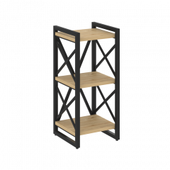 Loft Стеллаж на регулируемых опорах-3 полки VR.L-MST.O-3.4 Тиквуд светлый/Чёрный металл 400*400*910