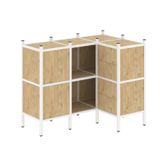 Loft Угловой внутренний стеллаж наборный VR.L-28 Тиквуд светлый/Белый металл 1278*862*1047