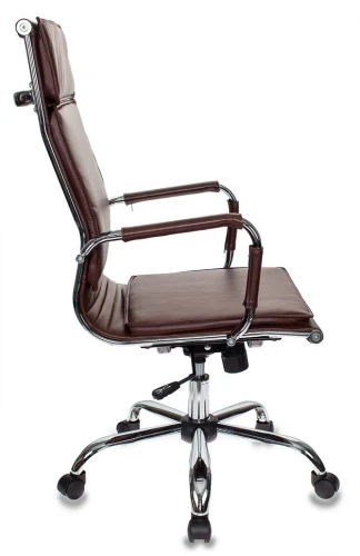 Кресло руководителя Бюрократ Ch-993 коричневый эко.кожа крестов. металл хром