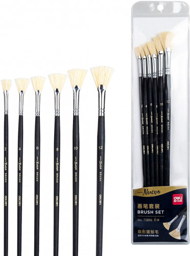 Набор кистей Deli 73896 Arte Nuevo синтетика плоск. дерев.лакир.ручка