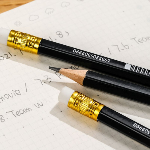 Набор карандашей ч/г Deli EU20000-MT Mate 2.2мм HB шестигран. липа черный блистер (4шт) ластик